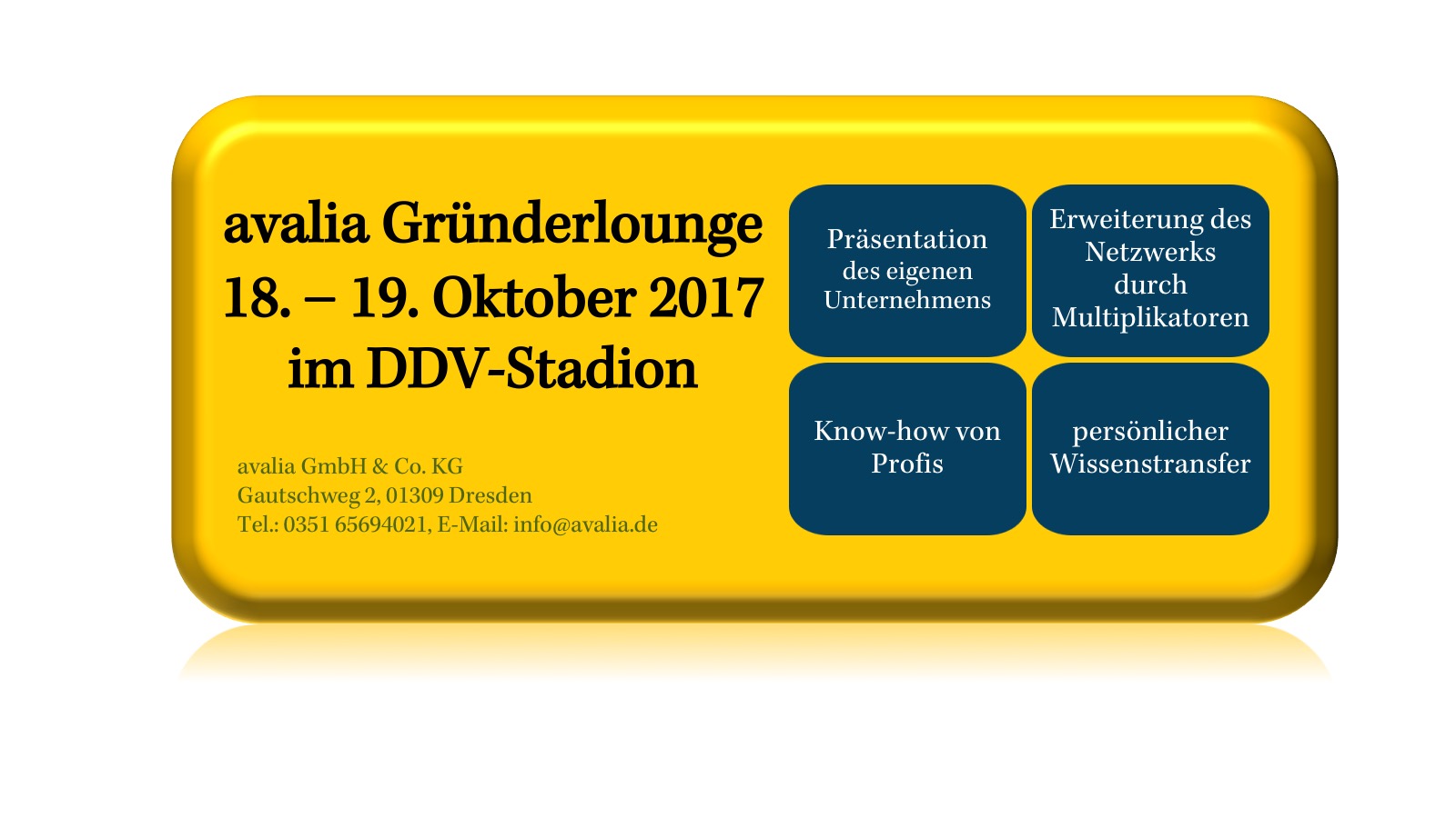 avalia Gründerlounge am 18. bis 19. Oktober 2017